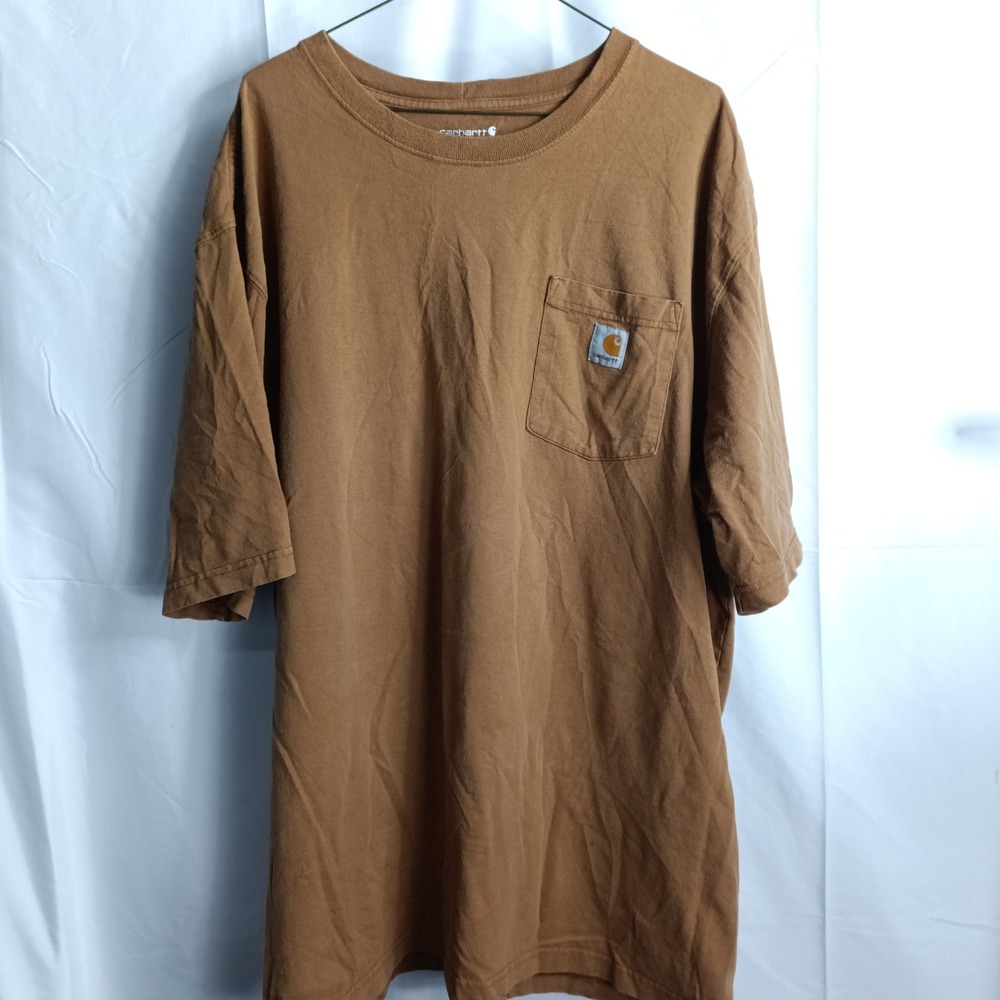 Carhartt Mens 2XL Brown Loose Fit K87 Short Sleeve Pocket T-Shirt Workwear